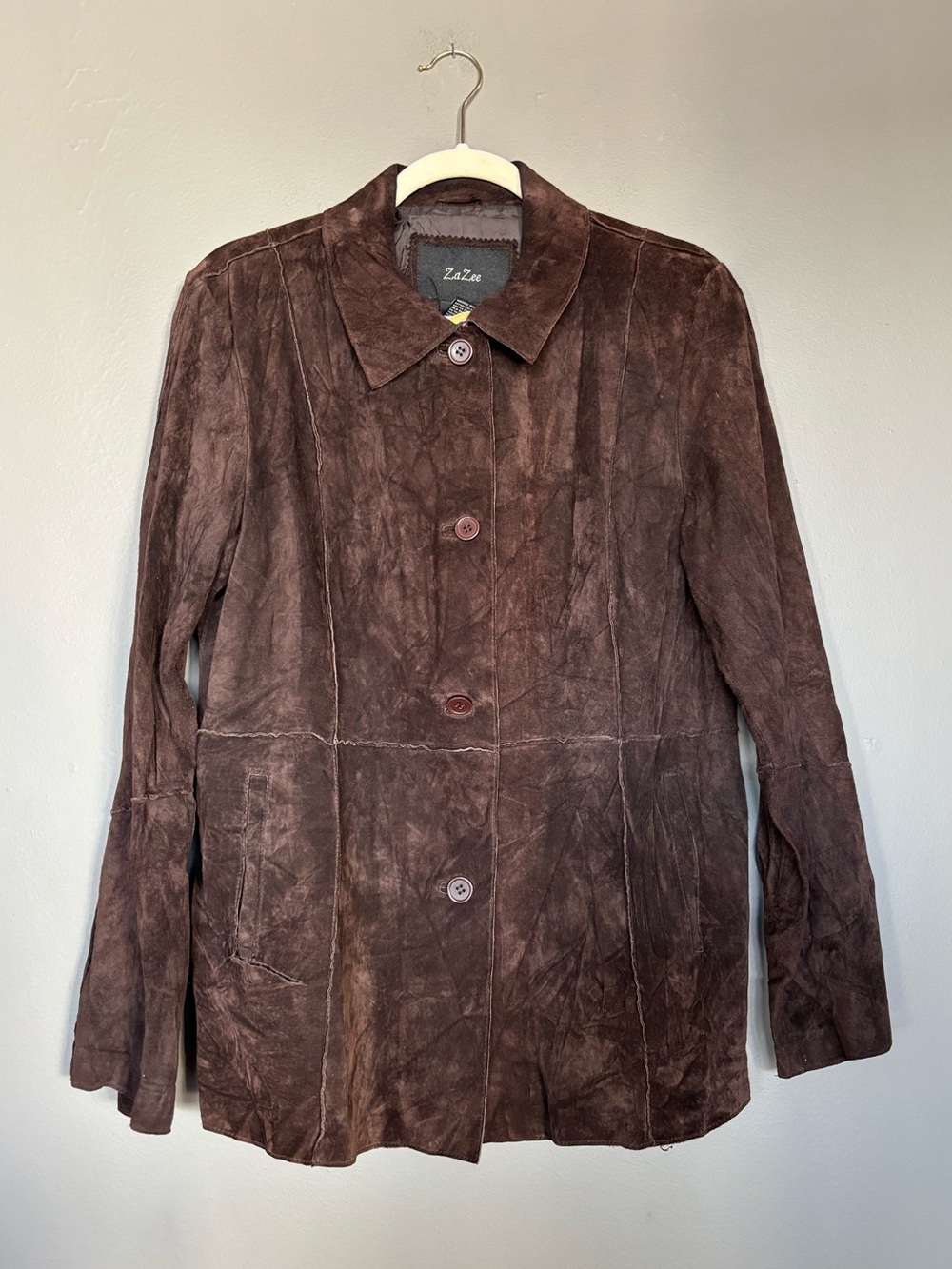 Zeezee Brown Suede Button-Front Coat